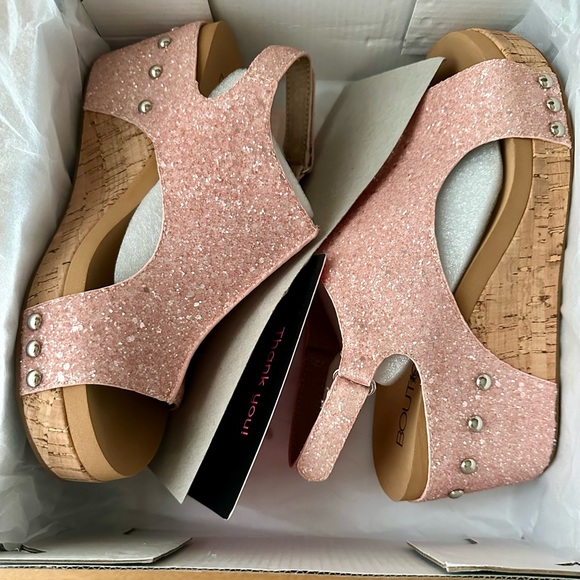 Corkys Shoes New Corkys Pink Glitter Wedge Poshmark